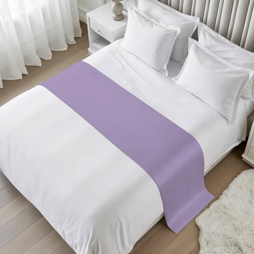 Cal King Lavender Bed Runner 102x20 Inch Decorative Satin Throw for Bed