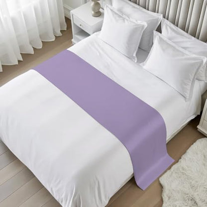 Cal King Lavender Bed Runner 102x20 Inch Decorative Satin Throw for Bed