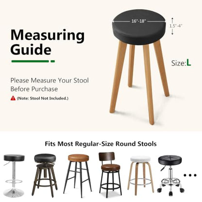Fuloon Waterproof Round Bar Stool Cover 16-18 Inch Black 2 Pack