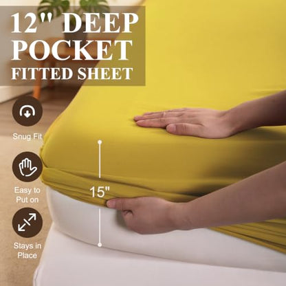 Twin Comforter Set 5-Piece Bed-in-a-Bag All-Season Yellow - Bedding