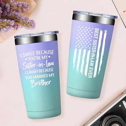 20 oz Sister in Law Gift Tumbler - Cotton Candy Variation, Double Wall Insulated