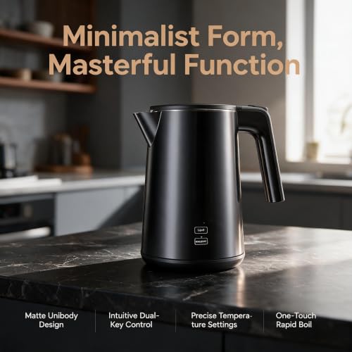 Electric Kettle with Adjustable Temperature 1200W Rapid Boil Water Heater Black