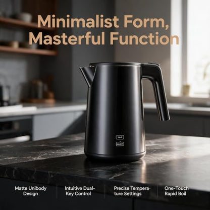 Electric Kettle with Adjustable Temperature 1200W Rapid Boil Water Heater Black