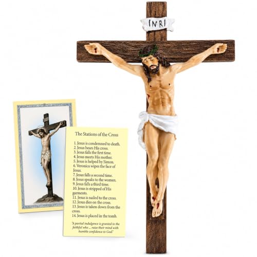 Reviamz 10 Inch Jesus Crucifix Wall Cross Catholic Decor Religious Wall Art