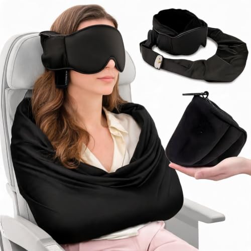 Airplane Sleep Support Set 3-in-1 Travel Pillow Mask & Blanket System