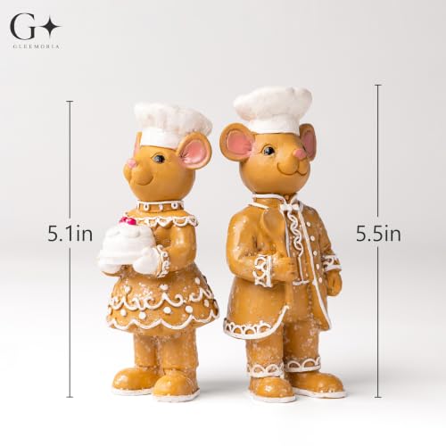 Gingerbread Christmas Decorations Set - Resin Holiday Figurines, Indoor Display