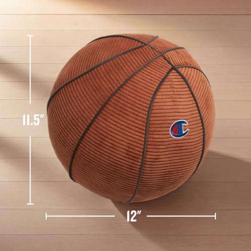 Champion Basketball Round Corduroy Decorative Pillow - Orange, 12"