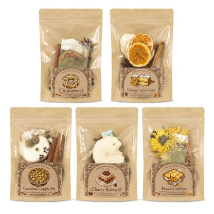 Christmas Simmer Pot Kit - 5 Pack Bakery Scented Potpourri with Dried Fruits & Spices - Cozy Home Fragrance