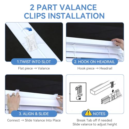 Valance Clips Replacement for Horizontal Blinds - Fits Bali, Graber, Springs
