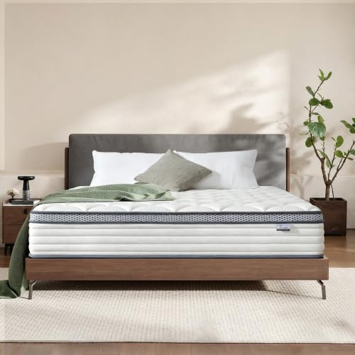 White 12 Inch Queen Hybrid Mattress - Medium Firm Support, Boxed Bed