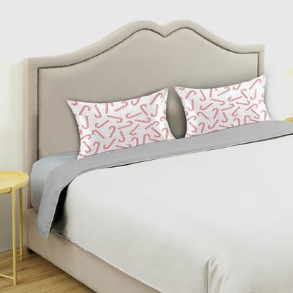 Christmas Satin Pillowcase for Hair & Skin - Red Candy Canes, Standard 20x26 Inches
