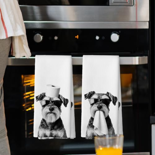 Funny Schnauzer Bathroom Towels Set of 2 - Unique Pet Gift for Home