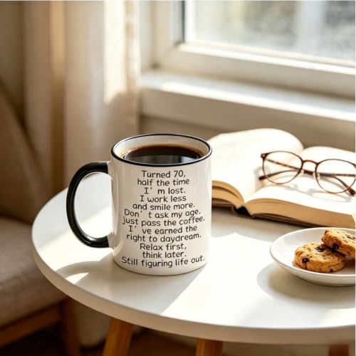 70th Birthday Coffee Mug for Women Men WHITE 70 - Funny 11oz Gift