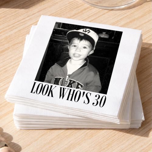 Custom 30th Birthday Napkins - Cheers to 30 Years Photo Design 5