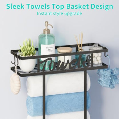 2-Tier Wall Mounted Towel Rack for Bathroom Above Toilet - Rust-Resistant Metal