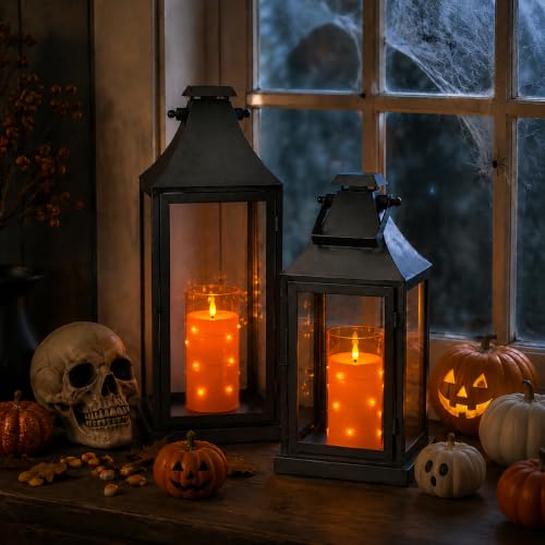 Orange Flickering Flameless Candles with Remote Timer - 6 LED Battery-Powered Decor