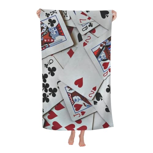 Oversized Microfiber Beach Towel with Playing Cards Poker Set - Queen King - Extra Large XL Pool Sandproof Quick Dry for Women Girls Kids