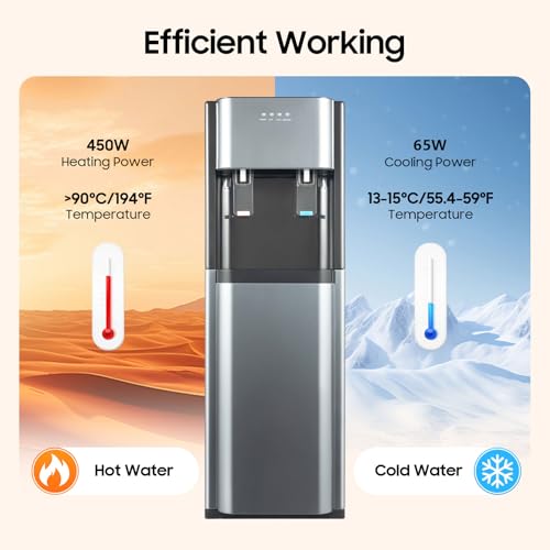 Bottom Loading Water Cooler Dispenser for 5 Gallon Bottles, Stainless Steel