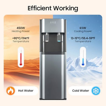 Bottom Loading Water Cooler Dispenser for 5 Gallon Bottles, Stainless Steel