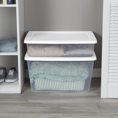 28 Qt Clear Plastic Storage Bin with Snap-On Lid - Under Bed Organization - Single