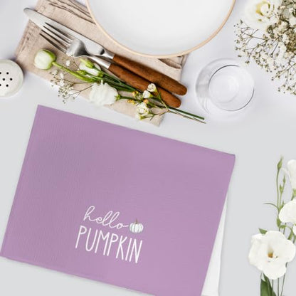 Fall Hello Pumpkin Kitchen Hand Towels Set of 2 - Purple Fall Theme, 16x24 Inches - Fall7 Variation