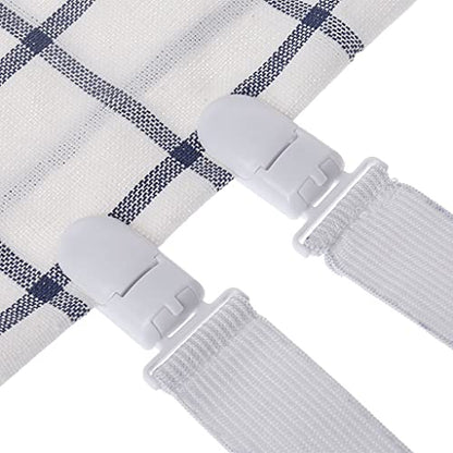 Bed Sheet Elastic Gripper Clips - Secure Mattress & Tablecloth Fasteners 4Pcs
