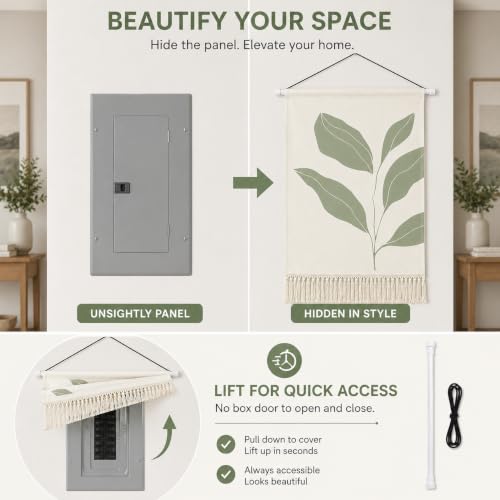 Electrical Panel Cover Tapestry - Modern Wall Art for Fuse Box, 26"L x 18"W