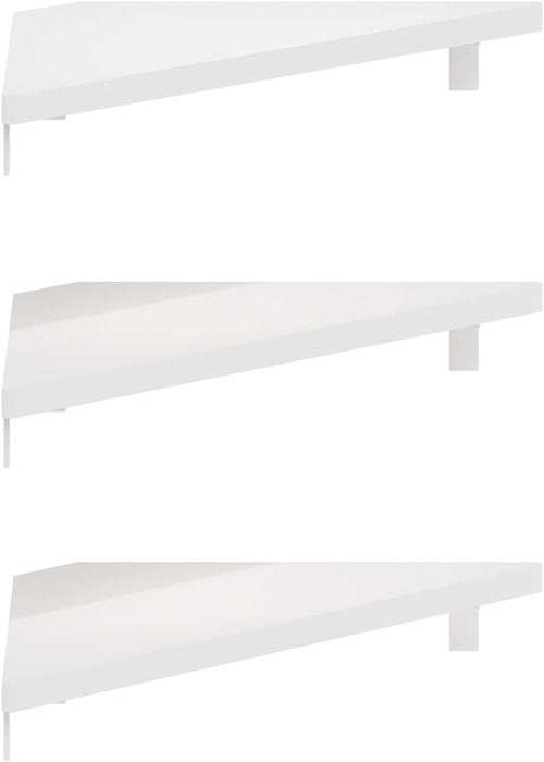 Furinno Rossi Triangle Floating Shelves - Set of 3 Geometric Wall-Mounted Shelves | White for Home & Office