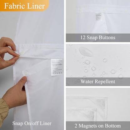 Canessioa Christmas Shower Curtain Set 71x74 Inches with Snap-in Liner - Red Brown