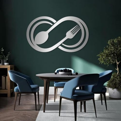 Infinity Spoon Fork Metal Wall Art - Black 30x17 Inch Kitchen Decor