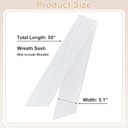 White Wreath Sash for Front Door DIY Embroidery Decorative Accessory