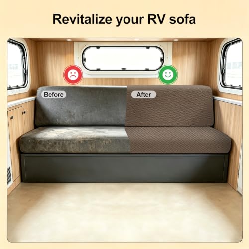 RV Couch Cover Set for Sofa Bed - 2 Piece with Pillow Covers - Brown