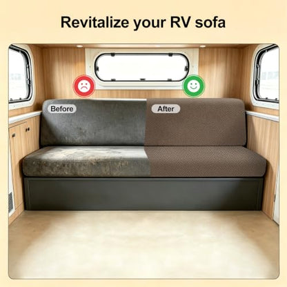 RV Couch Cover Set for Sofa Bed - 2 Piece with Pillow Covers - Brown