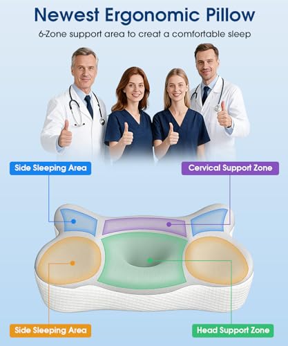 Memory Foam Neck Pillow with Adjustable Heights and Cooling Cover