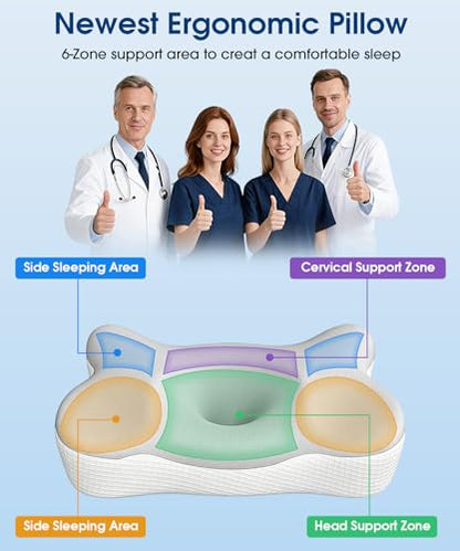 Memory Foam Neck Pillow with Adjustable Heights and Cooling Cover