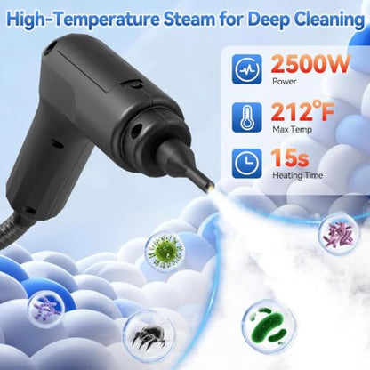 White 2500W High-Pressure Steam Cleaner for Home & Car Cleaning