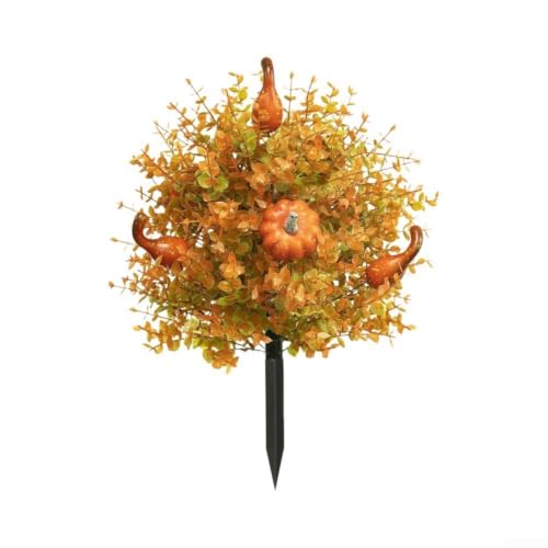 22 Inch Pumpkin Topiary Tree with Stake for Halloween & Fall Decor