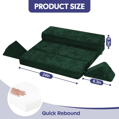 Green Meditation Cushion Set with Knee Support - 32x24x3 Inches