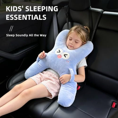 X-Shaped Car Sleeping Pillow for Travel Neck & Back Support - Blue