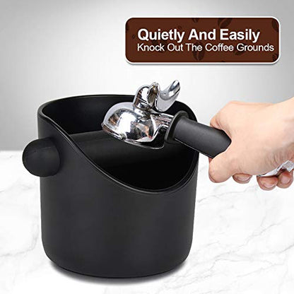 Espresso Knock Box, 4.4 Inch Coffee Knock Box Espresso Dump Bin For Coffee Grounds with Removable Knock Bar and Non-Slip Base Shock-Absorbent Durable Barista Style