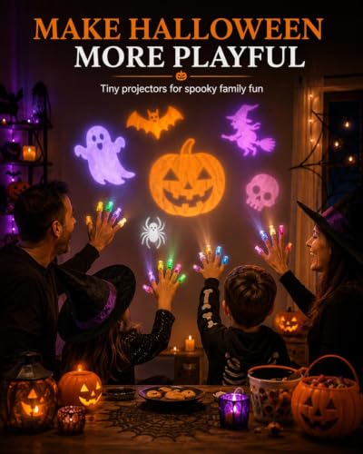 6 Pcs Halloween Finger Projector Lights Kids Party Favors LED Projection Ring