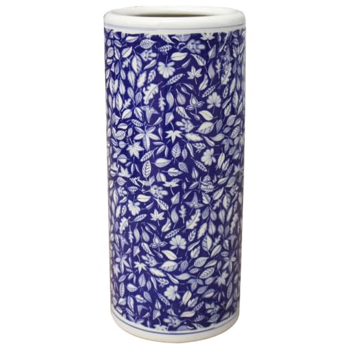 Blue And White Porcelain Umbrella Stand - Vintage Ceramic Entryway Holder 40x24cm