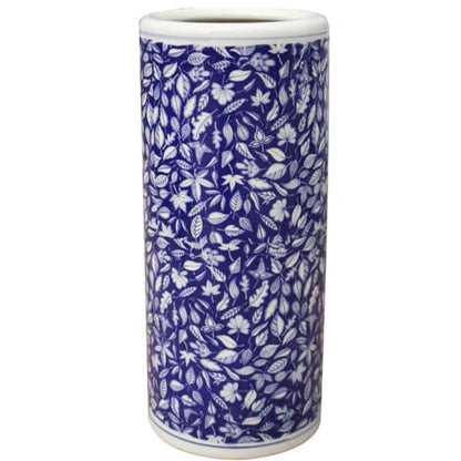 Blue And White Porcelain Umbrella Stand - Vintage Ceramic Entryway Holder 40x24cm