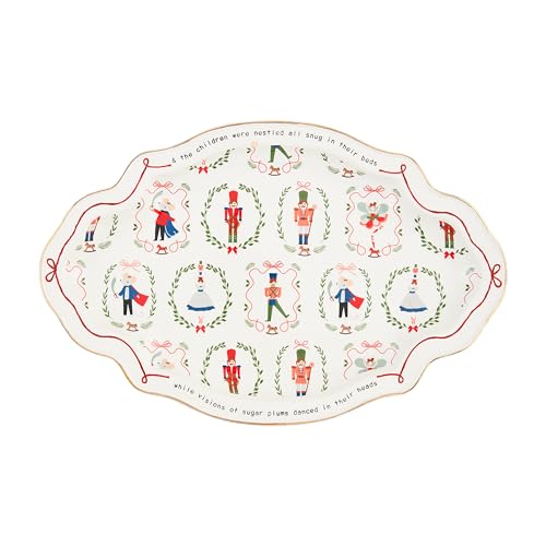 Christmas Nutcracker Platter - 10.5 x 16.25 Inch Holiday Serving Plate