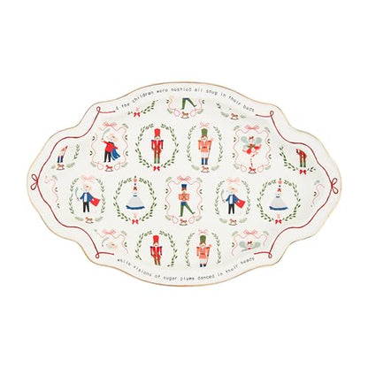 Christmas Nutcracker Platter - 10.5 x 16.25 Inch Holiday Serving Plate