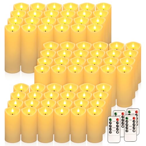 72 Pack Ivory Flameless LED Candles with Remote Control - Realistic Flickering & Timer