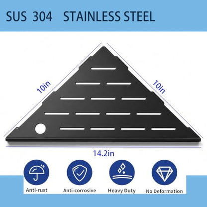 2-Pack Stainless Steel Corner Shower Shelves Matte Black - Rustproof & Reversible