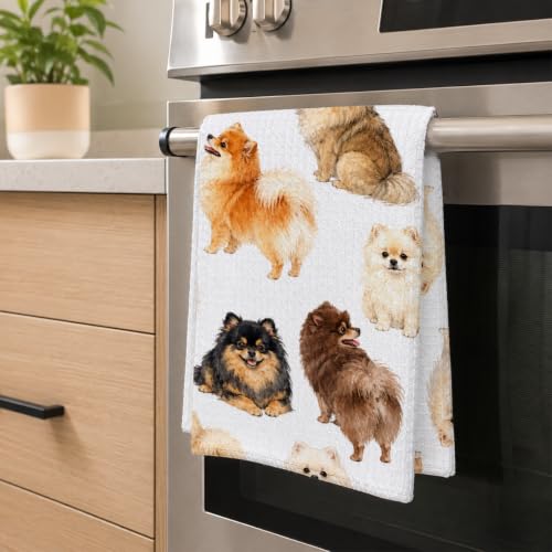 Cute Watercolor Pomeranian Kitchen Towel - 16x24 Inch Dog Lover Gift - Farmhouse Decor