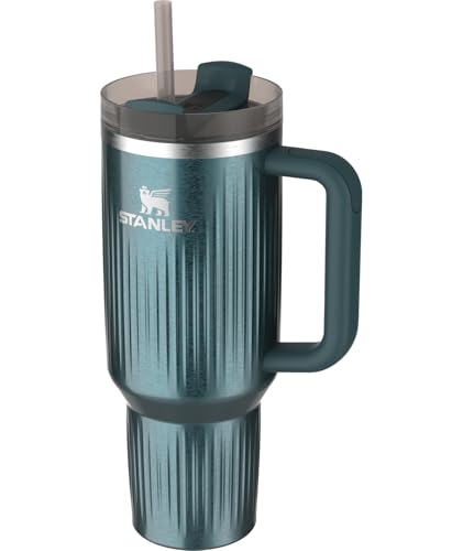 STANLEY Quencher H2.0 Tumbler with Handle and Straw 40 oz | Flowstate 3-Position Lid | Cup Holder Compatible for Travel | Insulated Stainless Steel Cup | BPA-Free | Fluted Marina Shine