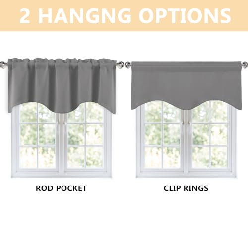 Grey Scalloped Edge Window Valance 42x18 Inches - Pack of 1